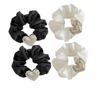 Healifty 4pcs Elastic Hair Scrunchies for Women French Vintage Heart-shaped Ponytail Holders Lightweight Smooth Hair Accessories Suitable for Various Hairstyles and Outfits