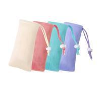 Healifty 4pcs Exfoliating Mesh Soap Bag Foaming Soap Pouch Pe Material Rich Foam Generation Versatile Use Portable Design for Travel Shower Body and Facial Cleaning