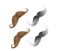 Healifty 4pcs Fake Mustaches Decorative Fake Beard Halloween Party Realistic Facial Hair Cosplay Costume Accessory For Dressing Up And Role Play