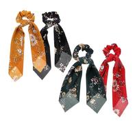 Healifty 4pcs Floral Ribbon Hair Tie Creative Printing for Long Hair Ties Dressing Accessory for Boho Style