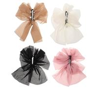 Healifty 4pcs French Style Multi-Layer Bow Banana Hair Clips for Women, Ponytail Holder Clips Bowknot Design, Vintage Cute Hair Accessories for Work, Parties, and Casual Hairstyles,
