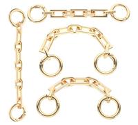 Healifty 4pcs Gold Purse Extender Chain Straps with Square Clasps for Crossbody and Shoulder Bag Extension, DIY Bag Strap Replacement with 2 Three-Compartment and 2 Four-Compartment Chains