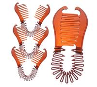 Healifty 4pcs Interlocking Double Side Hair Combs Banana Clips for Women Bendable Sturdy Braiding Tools for Thick Curly Long Hair Lightweight Portable Accessories