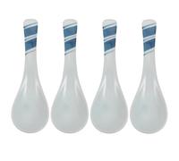 Healifty 4pcs Japanese Style Ceramic Soup Spoons with Smooth Surface and Well Polished Finish, Classic White Design for Dining, Serving Soup, Rice Or Porridge in Restaurants and Homes