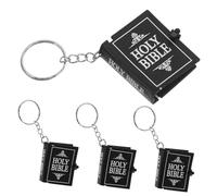 Healifty 4pcs Miniature Bible Verse Keyrings Set Spiritual Religious Charm Keychain for Men Portable Inspirational Book Pendant Clip for Daily Motivation and Faith Christmas and Favors