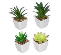 Healifty 4pcs Miniature Fake Succulent Plants with Ceramic Pots Low Maintenance Artificial Succulents for Home Desk Decor Simulation Greenery Cute Potted Plant Ornaments