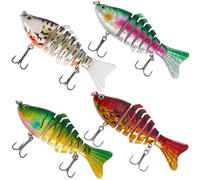 Healifty 4pcs Multi Jointed Hard Plastic Fishing Lures Lightweight Swim Baits for Bass Pike Perch Sea Fishing Accessories Outdoor Angling Supplies