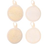 Healifty 4pcs Natural Loofah Face Exfoliator Pads with Beige Edging 8x8cm, Facial Scrub Pads for Women Deep Cleansing and Gentle Dead Skin Removal, Suitable for Daily Skincare Routine