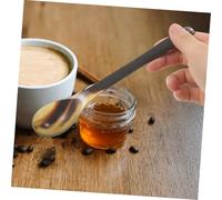 Healifty 4pcs Natural Ox Horn Honey Spoons Long Handle Reusable Coffee and Dessert Spoons Chic Ice Tea Mixing Utensils for Kitchen and Buffet Use
