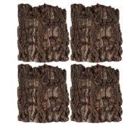 Healifty 4pcs Natural Reptile Bark Decor for Lizard Habitat and Terrarium, Brown Tree Bark Hideout with Easy to Clean Surface and Versatile Background, for Bearded Dragons and Leopard