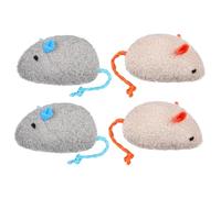 Healifty 4pcs Plush Cat Mice with Catnip, Bite-resistant Chew for Indoor Cats, Interactive Sturdy Stuffed Fake Mouse for Kitten Play, 2 Dark Gray + 2 Beige