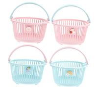 Healifty 4pcs Portable Cartoon Storage Basket Cute Handheld Baskets for Desktop Organization for and Household Use Round Design Strawberry Bunny Pink Claw Blue Rainbow Blue Star Hat