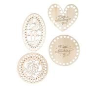 Healifty 4pcs Portable Heart-Shaped Embroidery Floss Organizing Board Set, Wooden Cross Stitch Thread Holder Hollow Design for Sewing and Craft Storage