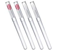 Healifty 4pcs Portable Silicone Lip Brush Set with Lidded Applicators, Handles and Pink Silicone Heads, for Lipstick and Lip Gloss Makeup Use