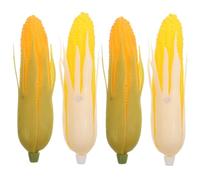 Healifty 4pcs Realistic Artificial Corn for Photoshoot and Home Decor Lifelike Plastic Corn Cobs with Green and White Husk Detailed Vegetable Model for Display and Decoration