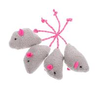 Healifty 4pcs Realistic Plush Mouse Cat for Indoor Cats Kitten Teething Chew Interactive Soft Gray Mice for Exercise and Entertainment