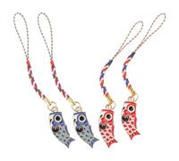 Healifty 4pcs Red and Blue Carp Flags Phone Charms Lucky Mobile Pendant Keychain for Backpack Handbag Japanese Style Cell Phone Accessories