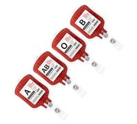 Healifty 4pcs Retractable Glitter Acrylic Blood Type Badge Reels with Alligator Clip Nurse Id Badge Holder Set b+ab+o Types for Healthcare Professionals