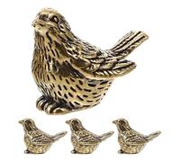 Healifty 4pcs Retro Bird Ornament Mini Golden Brass Bird Statue Small Sparrow Figurine Animal Sculpture for Living Room Bedroom Home Office Desktop Shelf