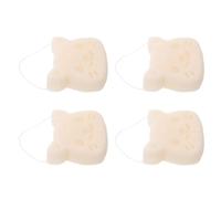 Healifty 4pcs Reusable Devil's Tongue Facial Exfoliator Sponge for Sensitive Skin with Deep Cleansing and Portable Cat Shape Design, Soft Washable Face Cleaning Sponge for Travel and Dorms