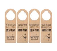 Healifty 4PCS Reversible Wood Door Hanger for Room Status Please Do Not Disturb & Please Tidy Room Sign Privacy Door Sign for Hotel Housekeeping Office Bedroom