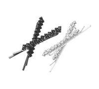 Healifty 4pcs Rhinestone Hair Clips for Women - Bridal Sparkly Bobby Pins Side Barrettes - Black and Silver Hair Accessories for Weddings and Special Occasions