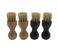 Healifty 4PCS Shoe Polish Applicator Brush Wooden Handle Bristle Shoe Cleaning Polishing Brush for Home