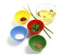 Healifty 4pcs Silicone Bowls Drop Resistant Seasoning Bowls for Yellow Green and Easy to Clean for Rice Dessert and More