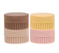 Healifty 4pcs Silicone Travel Bottles Set for Toiletries and Jewelry, Small Refillable Containers with Lids in Dark Brown, Orange, Light Coffee, and Light Pink - Compact Travel Accessories