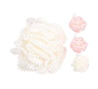 Healifty 4pcs Soft Large Shower Loofah Balls Exfoliating Bath Sponges for Women Men Body Scrubbers Bathroom Cleansing Accessories White Pink