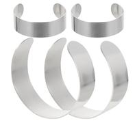 Healifty 4pcs Stainless Steel Curved Bracelet Blanks for DIY Leather Crafts Engraving Cuff Inner Cores Jewelry Making Supplies for Custom Bangles and Wristbands