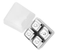 Healifty 4pcs Stainless Steel Whiskey Chilling Stones with Poker Pattern, Smooth Surface Drink Ice Cubes that Won't Dilute Or Affect Taste, for Spirits Drinkers at Home Or Clubs