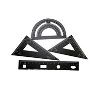 Healifty 4pcs Student Drawing Compass Math Tools Kit Metal Math Tool Set Triangular Plate Protractor Students School Supplies(Black)