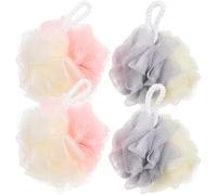 Healifty 4pcs Two-Color Large Bath Loofahs Soft Mesh Shower Balls Exfoliating Body Scrubbers for Men and Women Gentle Skin Cleansing and Massage with Rich Easy to Hang and Quick Dry Bath