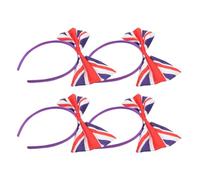 Healifty 4pcs Uk Flag Bow Headbands for Women, British Hair Accessories with Union Jack Design, Lightweight Hair Bands Suitable for Sports Events and Parties