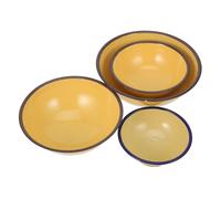 Healifty 4pcs Unbreakable Enamelware Bowls Refrigerator Safe Vintage Kitchen Prep Bowls for Soup Salad Rice Pasta Fruit Yellow Enamel Household Food Containers