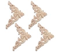 Healifty 4pcs Unpainted Wood Carved Appliques 8x8cm Decorative Corner Onlays for Furniture Wardrobe Door Cabinet Bed DIY Home Decoration