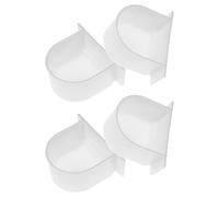 Healifty 4pcs White Half-round Bird Food Containers Thickened Bird Cage Feeders Bowls for Parrots Budgies Cockatiels Portable for Cage Accessories
