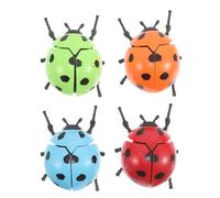 Healifty 4pcs Wind-up Ladybug Figurines Moving Beetle, Realistic Clockwork Insect Party Favors and Halloween Decorations