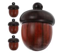Healifty 4pcs Wood Acorn Charm Pendant, Small Acorn Pendant with Hanging Hole, Openable Handmade Wooden Charm for Jewelry and Keychain, Workspace Fall Thanksgiving Decoration