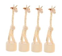 Healifty 4pcs Wooden Giraffe Miniature Figurines Hand Carved Animal for Interactive Learning Home Office Desk Decor Lightweight and Portable Giraffe Finger Puppets