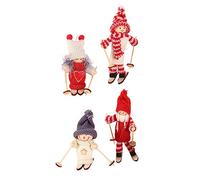 Healifty 4pcs Wooden Ski Doll Christmas Ornament Eco Friendly Xmas Figurines for Desktop Tabletop Decoration Non Fading Skiing to Enhance Holiday Atmosphere