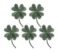 Healifty 5 Pcs Four-Leaf Embroidery Patches Hot-Melt Adhesive DIY Applique for Clothing Bags Hats Crafts Decoration Shamrock Leaf Patch