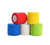 Healifty 5 Rolls Pet Self- Nonwoven Elastic for Cats Dogs Non-Stick Wrap for Injury Support Mixed Color Patterns Comfortable and Flexible Veterinary Tape