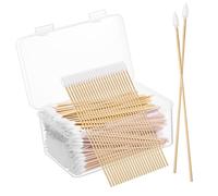 Healifty 500pcs Precision Pointed Tip Cotton Swabs with Cotton and Bamboo Material for Nail and Small Electronic Parts Cleaning, Comfortable Handling and Large Supply Travel Pack