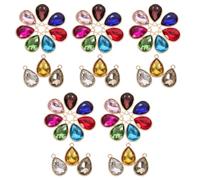 Healifty 50pcs 10x14mm Alloy Crystal Teardrop Pendants for DIY Necklace Jewelry Making, Mixed Color Waterdrop Charms for Bracelet Accessories Random Color