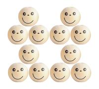 Healifty 50pcs 20mm Natural Wood Smile Face Beads with Holes for DIY Crafts, Wooden Beads Bulk for Macrame, Bracelet Making, and Handmade Jewelry Accessories