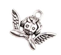 Healifty 50PCS Antique Silver Alloy Angel Head Pendants Metal Charms for DIY Jewelry Making Necklace Bracelet Craft Accessories