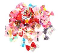 Healifty 50pcs Decorative Cloth Pet Bow for Dogs and Cats Small Adorable Bow Tie for Dressing up Pets Suitable for Dolls and Horses Accessory Random Color
