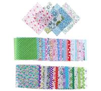 Healifty 50pcs DIY Cotton Fabric Patchwork Squares 10x10cm Floral Printed Sewing Fabric for Handmade Quilting Crafts Random Style